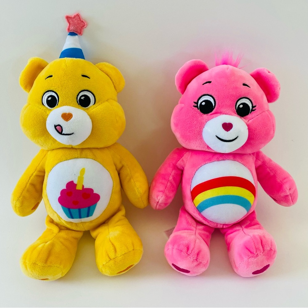 EUC Set of TWO Care Bears Collectibles Dolls Stuffed Animals Birthday & Cheer
